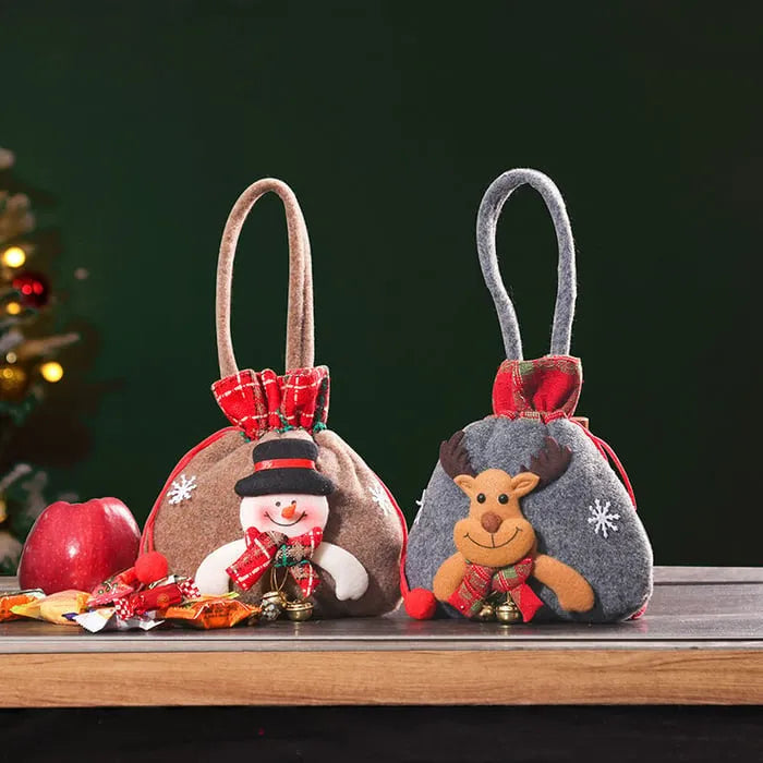 Sacs Cadeaux de Noël – Pochettes Festives avec Personnages Magiques