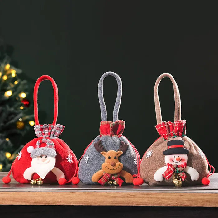 Sacs Cadeaux de Noël – Pochettes Festives avec Personnages Magiques