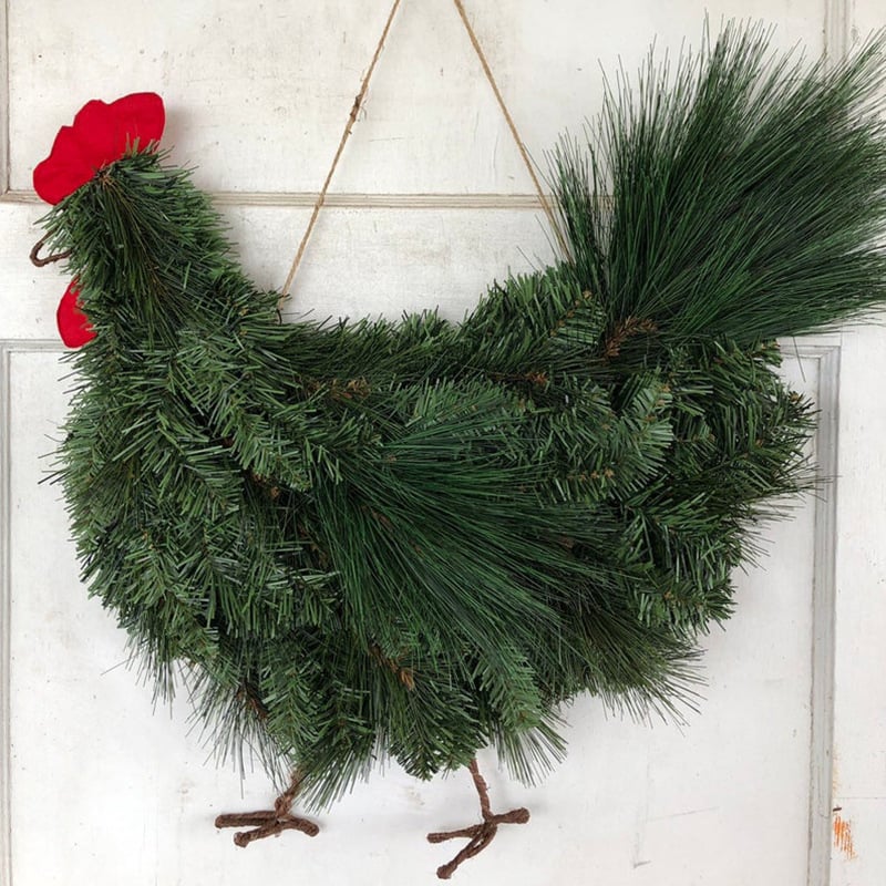 Décoration de Porte - Coq de Noël