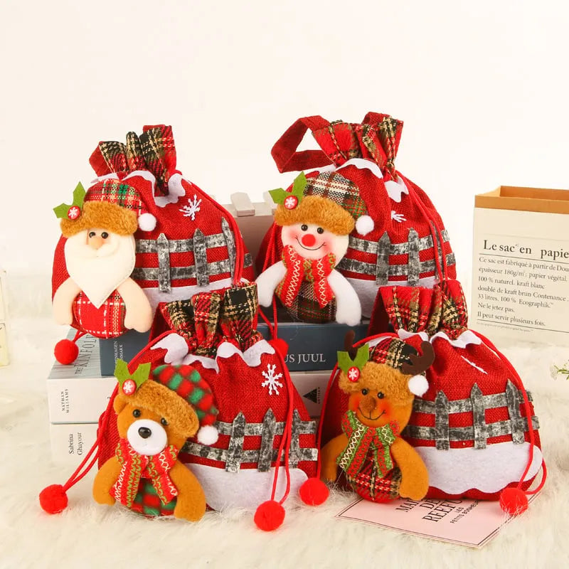 Sacs Cadeaux de Noël – Pochettes Festives avec Personnages Magiques