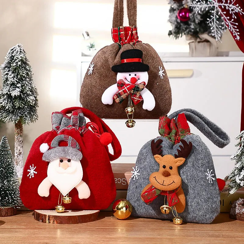 Sacs Cadeaux de Noël – Pochettes Festives avec Personnages Magiques